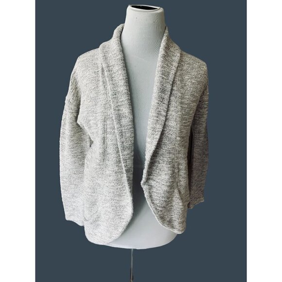 TALBOTS LADIES PETITE OPEN FRONT COLLARED GRAY METALLIC THREADING EUC P - Picture 4 of 8